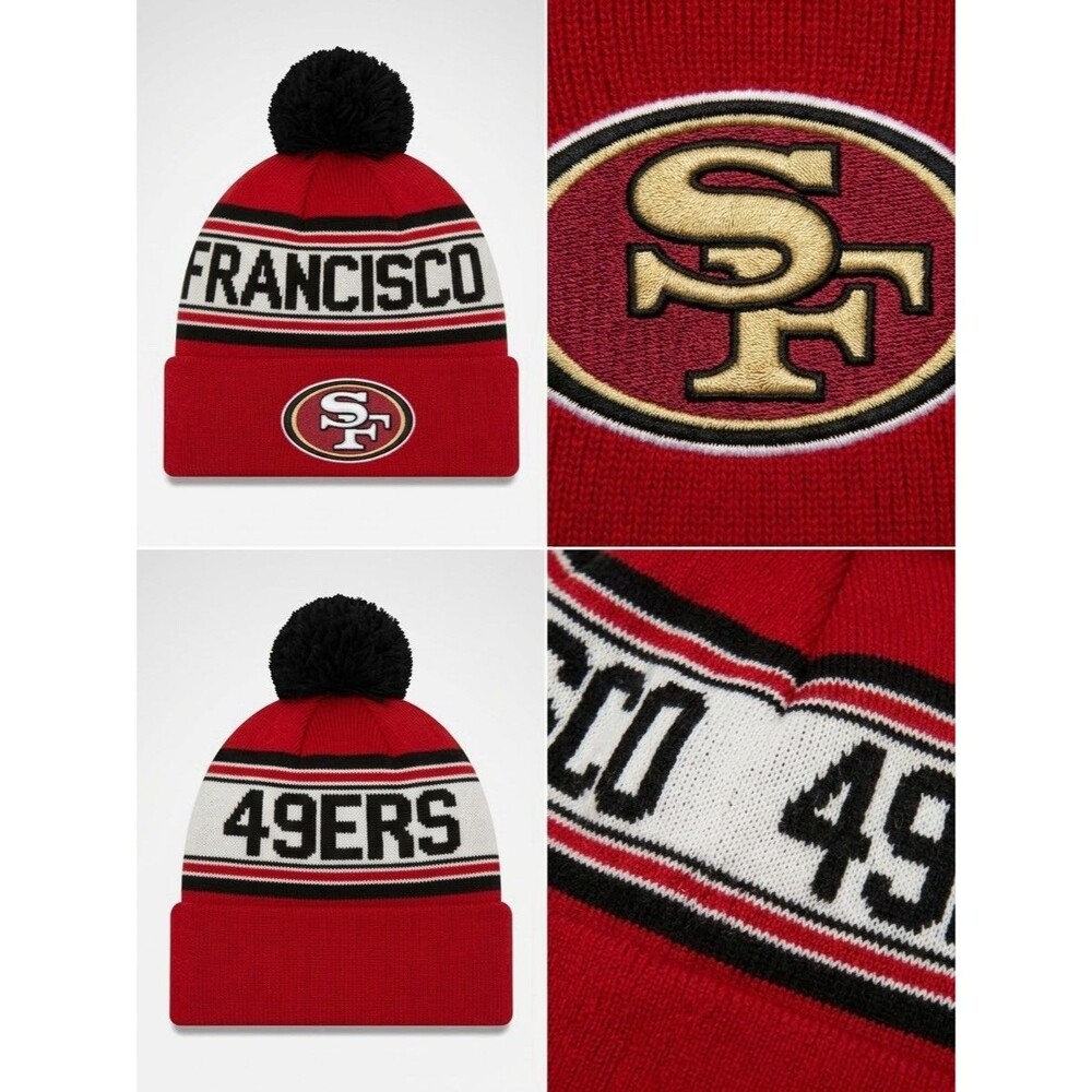 NFL San Francisco 49ers Youth Knit Beanie Pom Pom Red Winter Hat OSFM